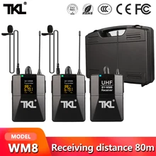 TKL DSLR Kamera Revers Mic Sender Youtube Video Aufnahme Drahtlose Mikrofon System Professional Empfänger WM8
