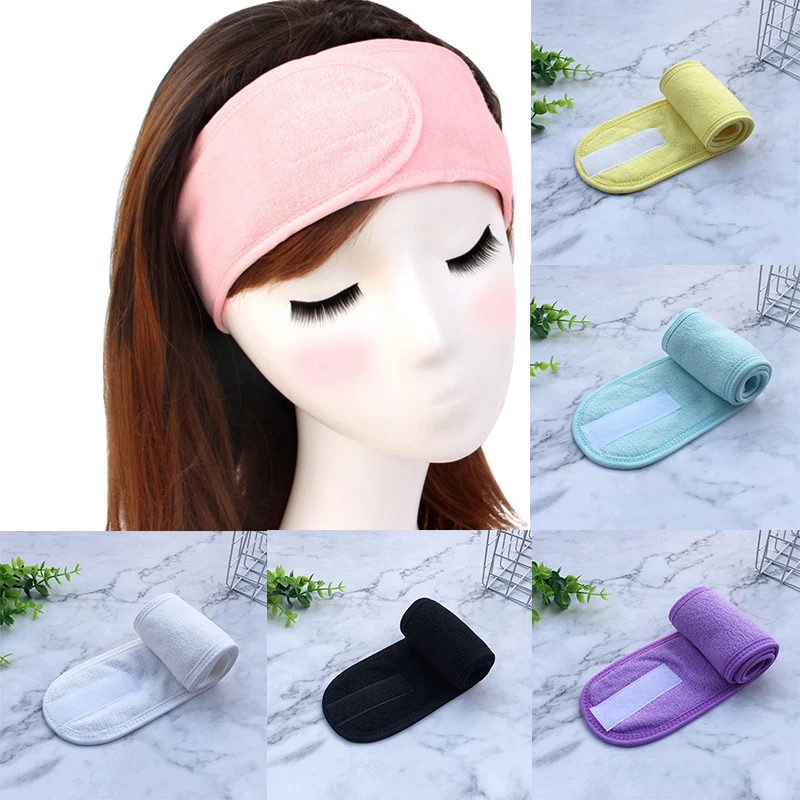 

1PC Facial Hairband Makeup Head Band Toweling Hair Wrap Shower Cap Stretch SPA Facial Headband Pure Color Hair Acessories