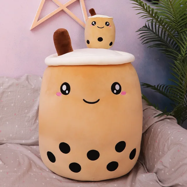 Real-Life Bubble Tea Plush Toy Stuffed Food Milk Tea Soft Doll Boba Fruit Tea Cup Pillow Cushion Kids Toys Birthday Gift