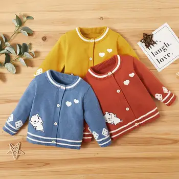 

PatPat 2020 New Autumn and Winter Baby Unisex Casual Sweaters Solid color cardigan sweater Baby Clothes Tops