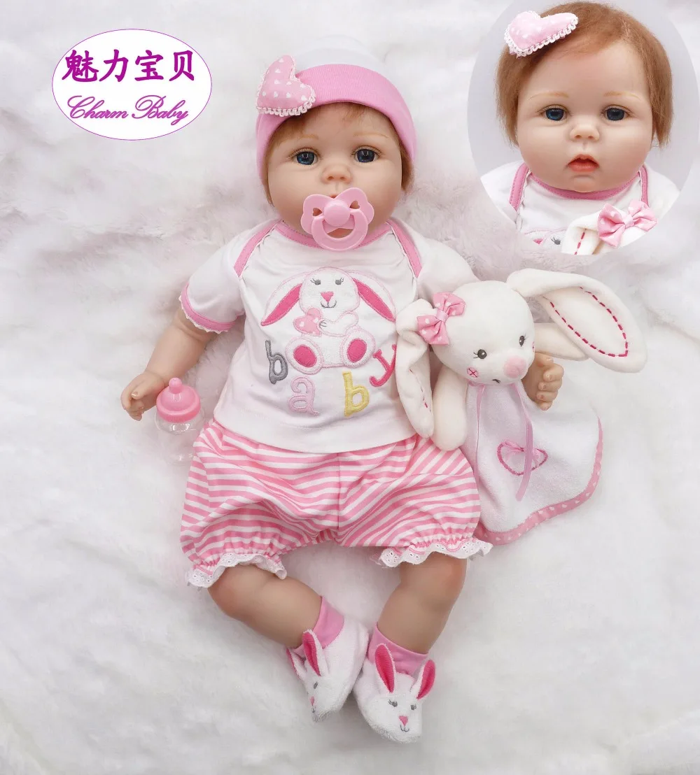 55cm silicone reborn baby dolls toys22 inch lifelike child baby girl doll vinyl doll for girls gifts toy for children