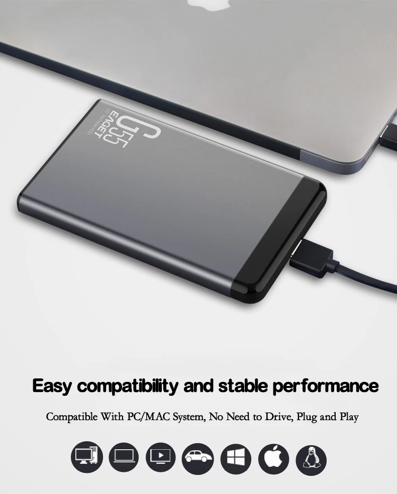 Disco Móvel de Transferência de Alta Velocidade Eaget Unidade Externa Hdd de Alta Definição Adequado para Computadores Notebook 500gb 1tb 2tb Usb 3.0 - Imagem 2