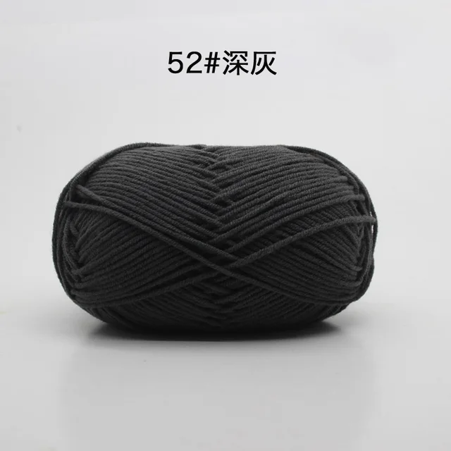 Hot Sale Multi Color Cotton Silk Knitting Yarn Soft Warm Baby Yarn for Hand Knitting thread Supplies 50g/lot No.52 Dark Gray