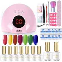 36 Вт УФ светодиодная лампа для ногтей комплект выбрать 7/8/12 Цветов УФ Гель-лак базовый маникюрный набор лаки для ногтей электрические маникюрные инструменты ручка нейл-арта