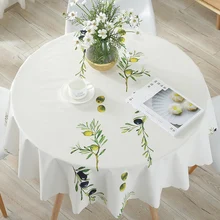 Green leaf printed Round Table Cloth Waterproof Tablecloth Home Dining Table Cover for kithchen room Oilproof