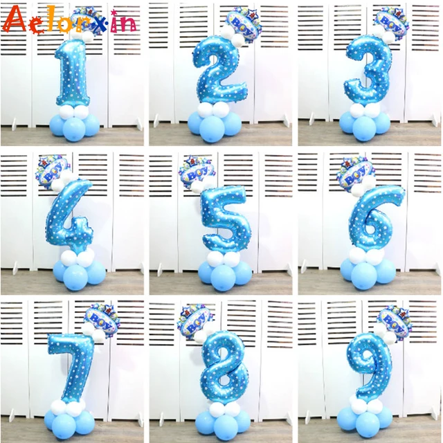 Baby Birthday Present Decoration Party Hat Cartoon Birthday Children Balloon Layout Inflatable Column 32-inch Digital 5