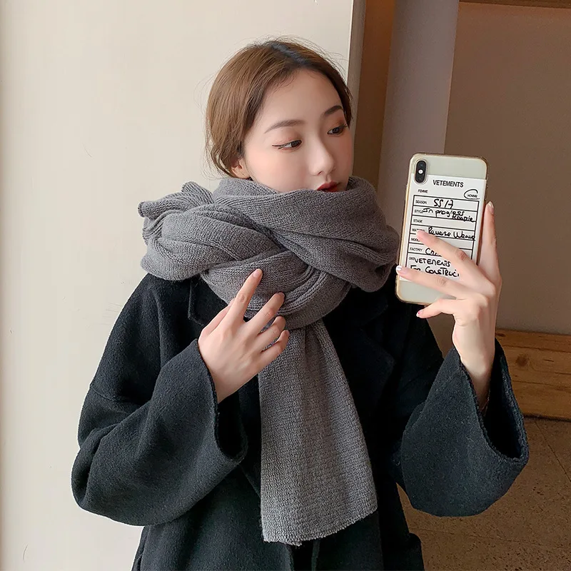 

JTVOVO new ladies winter scarf fashion female shawl plus velvet feel winter wrapped solid color winter hijab scarf