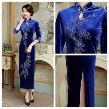 

Cheongsam dressChinese retro noble traditional women's handmade button embroidery cheongsam elegant cheongsam Size S-3XL