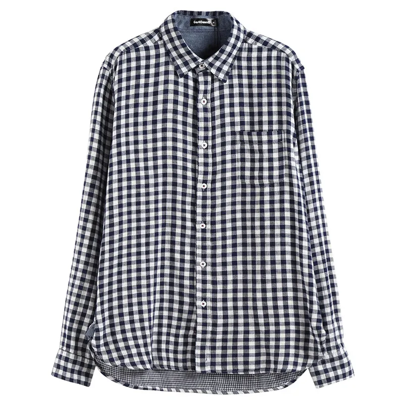 GustOmerD брендовая качественная Хлопковая мужская Однотонная рубашка с длинным рукавом, мужская повседневная Модная приталенная Мужская рубашка, размер США - Цвет: Z008-navy
