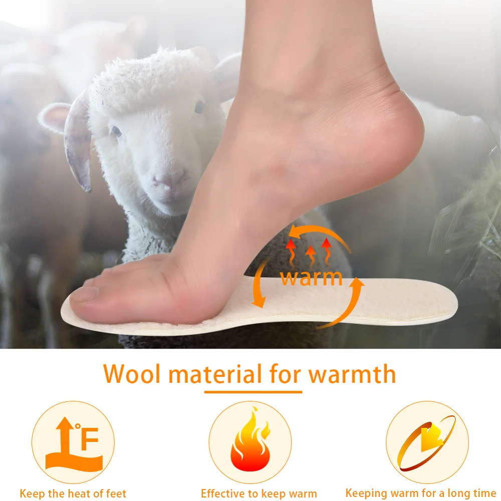 Soumit Winter Warm Wool Insoles Imitation Lamb Wool Heated Insoles for Snow Boots Cashmere Thermal Shoe Pad Keep Warm Feet Sole