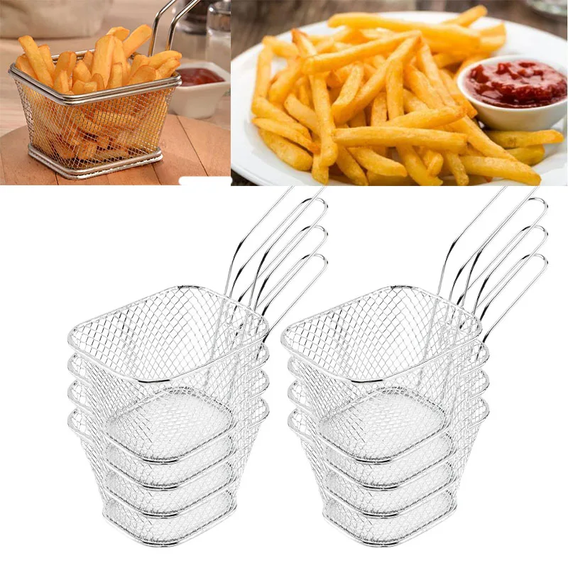 Mini paniers à aliments en acier inoxydable, panier de présentation de  chips, passoire, outil de cuisine, cuisson des frites, 8 pièces - AliExpress