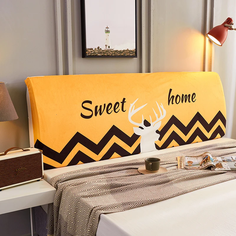 Cartoon Bed Head Protective Cover Crystal Velvet High Elastic Fabric Headboard Cover All-inclusive Bedside Dustproof Cover