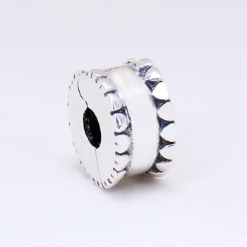 

100% 925 Sterling Silver Charm Double Threaded Round Clip Fit Pandora Women Bracelet & Necklace Diy Jewelry
