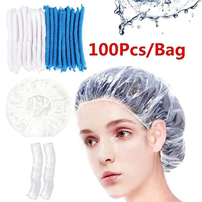 

100pcs Microblading Permanent Makeup Disposable Cap Hairnet Catering Stretch Hat