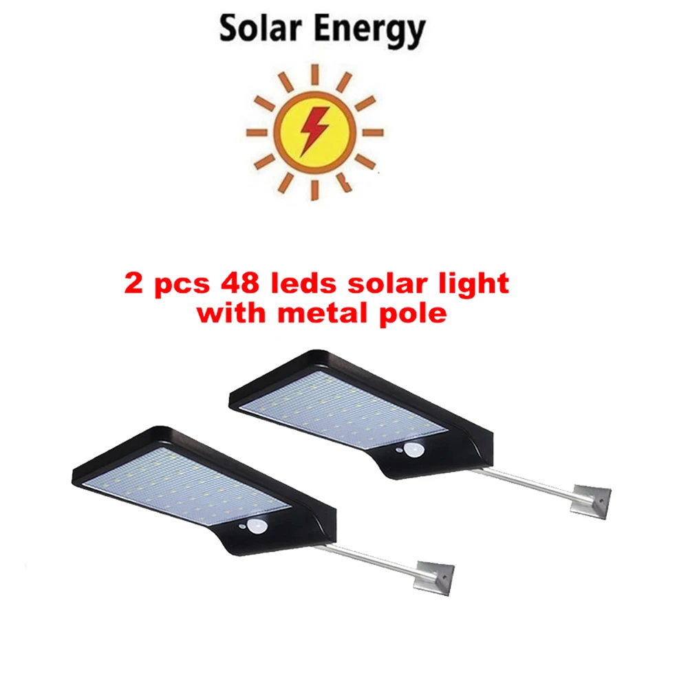 

2/4pcs Led Solar Light Outdoor Waterproof Lighting For Garden Wall 48 leds Four Modes Rotable Pole Solar Lamp security garden wa