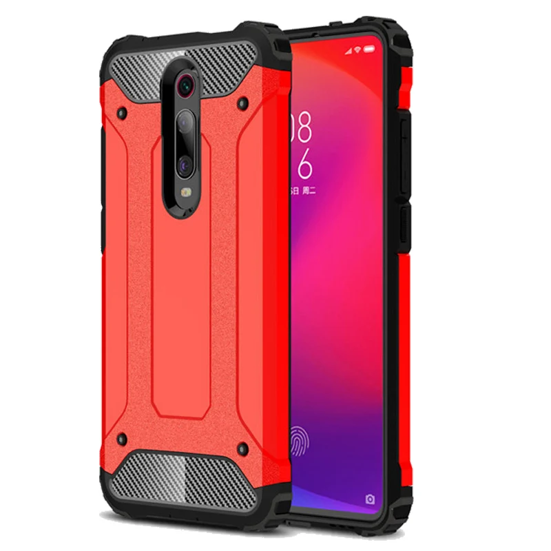 Red Armor Case Роскошный Силиконовый противоударный чехол на ксиоми ми 9т чехол для телефона Xiaomi Mi 9T чехол, брони Резиновый защитный чехол на Xiomi Mi9T 9 SE Redmi K20 9 T Pro бампер чехлысяоми ми 9т про ми 9 се редми к20 чехол - Цвет: Red Armor Case