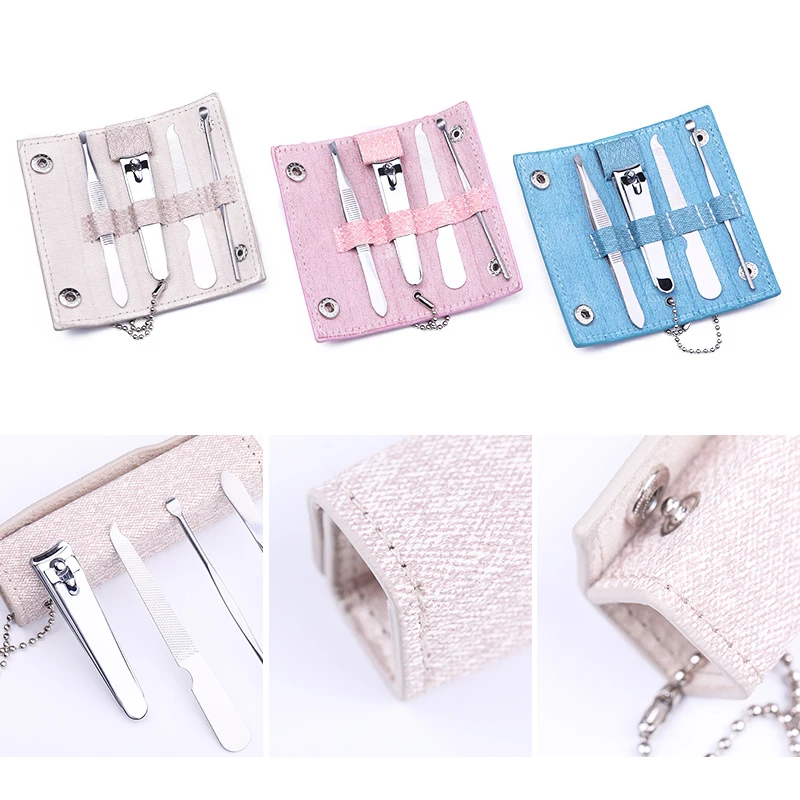 Набор инструментов для ногтей 4 шт. Нержавеющая сталь Профессиональный Уход за ногтями Инструмент ножницы для ногтей с футляр комплект набор для дизайна ногтей инструмент