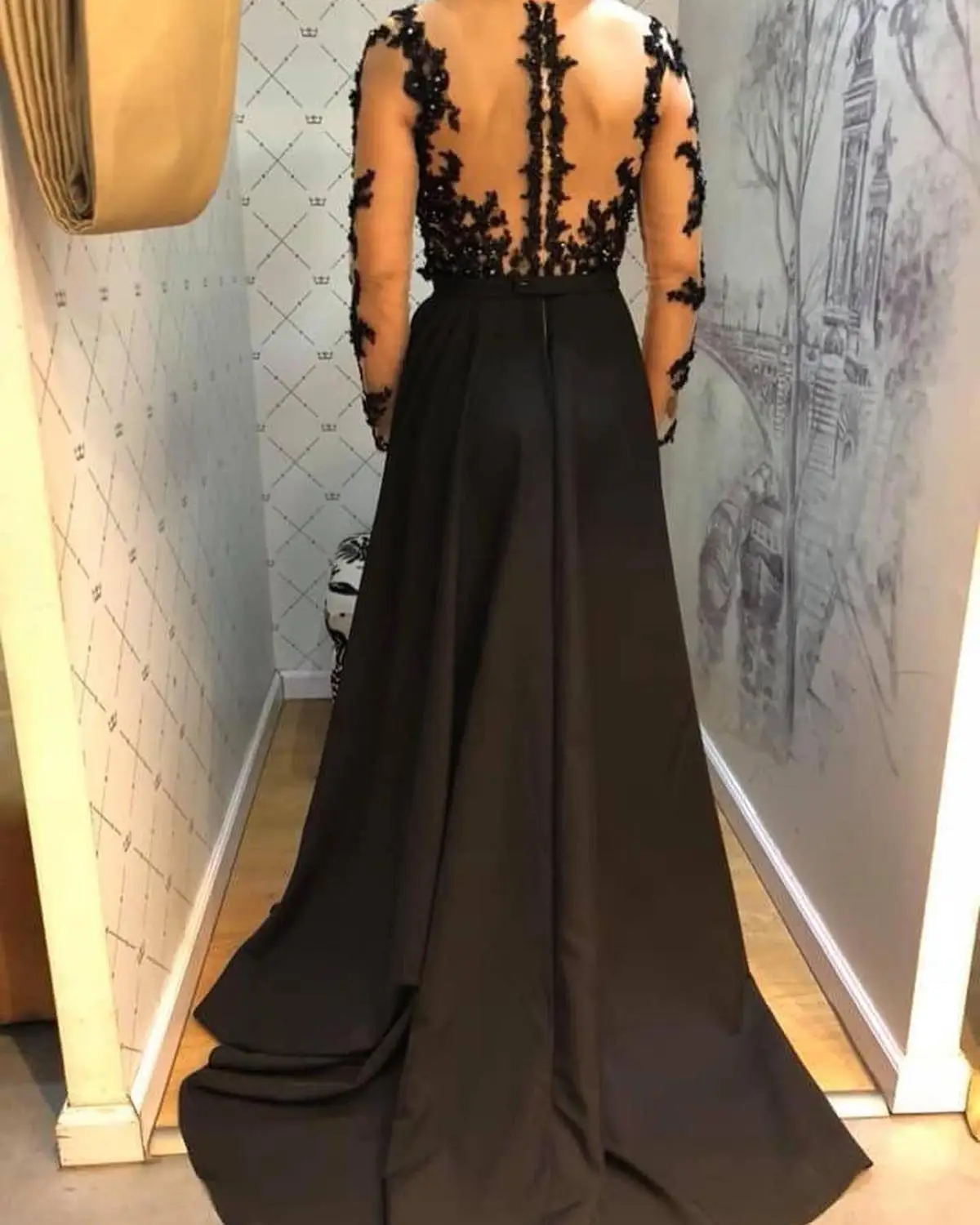 Вечернее торжественное платье Abendkleider Vestido Longo Festa Robe De Soiree черный длинный рукав в арабском стиле Вечерние платья Длинные
