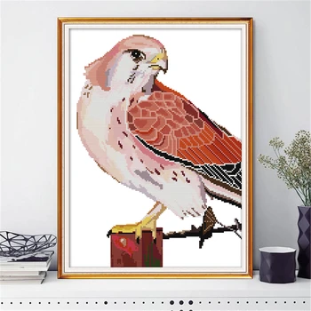 

HUACAN Embroidery Cross Stitch Eagle Animal Needlework Sets For Full Kits White Canvas DIY Home Decor 14CT