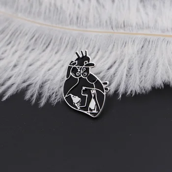 

Enamel Pin Black Heart Brooches Mom's Love Cat Badge Pins Lapel / Hat Pin Denim Jacket Oil Drop Collar Corsage Brooches DC174