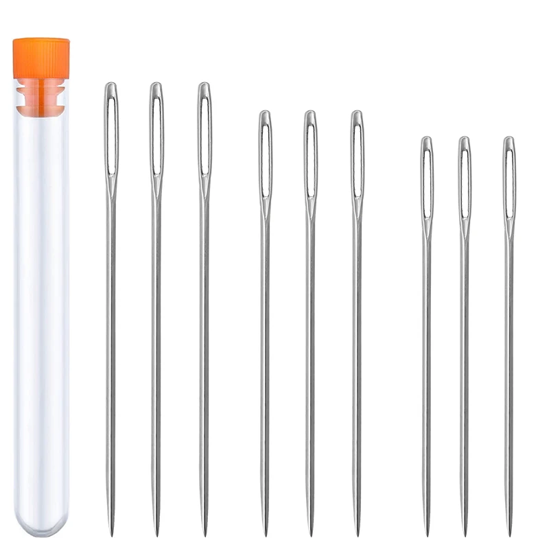 

LMDZ 9 Pcs Large Eye Stitching Needles,3 Sizes Stitching Needles, 4.9inch to 6.8inch Big Eye Hand Sewing Needles for Stitching