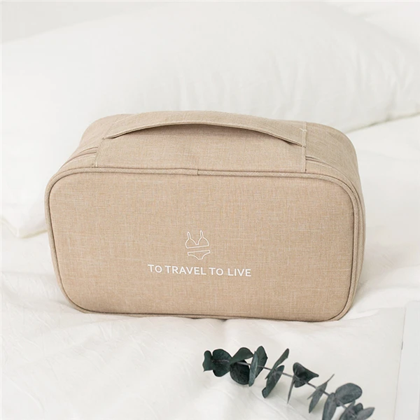 Дорожная сумка для нижнего белья, переносная маленькая посылка для хранения предметов, удобная женская сумка для сна на выходные, органайзер для бюстгальтера, сумка, аксессуары - Цвет: Beige