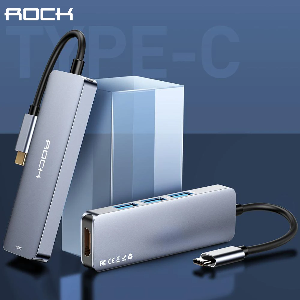 

ROCK USB Type C to HDMI VGA Adapter USB 3.1 USB-C to HDMI Adapter Converter for MacBook Air Pro/Huawei Matebook/Samsung Tablet