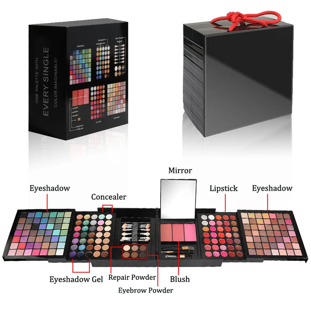 1 Set Брендовый Набор Палитр Для макияжа с кистью, матовые мерцающие тени для век, губная помада, восстанавливающая пудра, бронзер, румяна, профессиональный набор для макияжа - Цвет: 1 Set