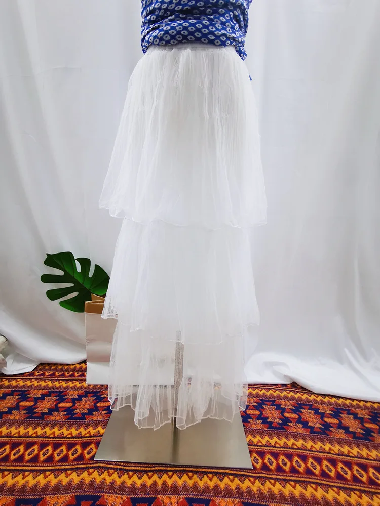 High Waist Multi-layer Cake Skirt Women Ankle-length Sweet Pleated Skirts Ladies solid Color Elegant Fashion Islamic Cothing