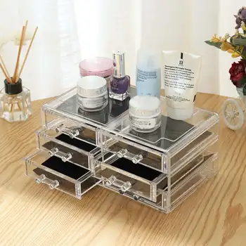 

New 6 Drawers Multifunction Makeup Organizer Drawers Acrylic Dusproof Cosmetics Jewelry Organizer Lipstick Storage Box Display S