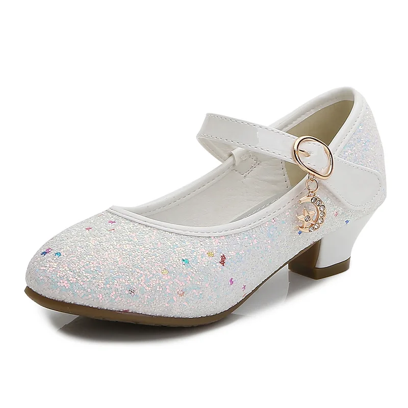 New Kids Dance Shoes Girls High-Heeled Shoes Spring Autumn Children Princess Sequins Big Girls Party Wedding Shoes CSH1204 slippers for boy Children's Shoes