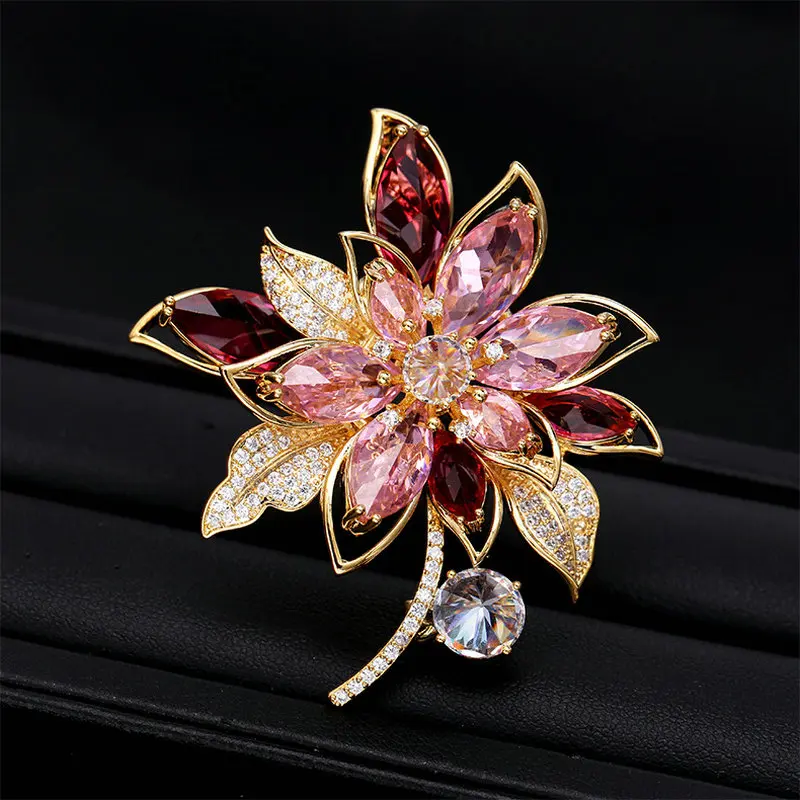 SINZRY горячие модные ювелирные изделия красочный кубический цирконий ослепительный цветок элегантный костюм брошь булавка корейский Стильный драгоценный камень