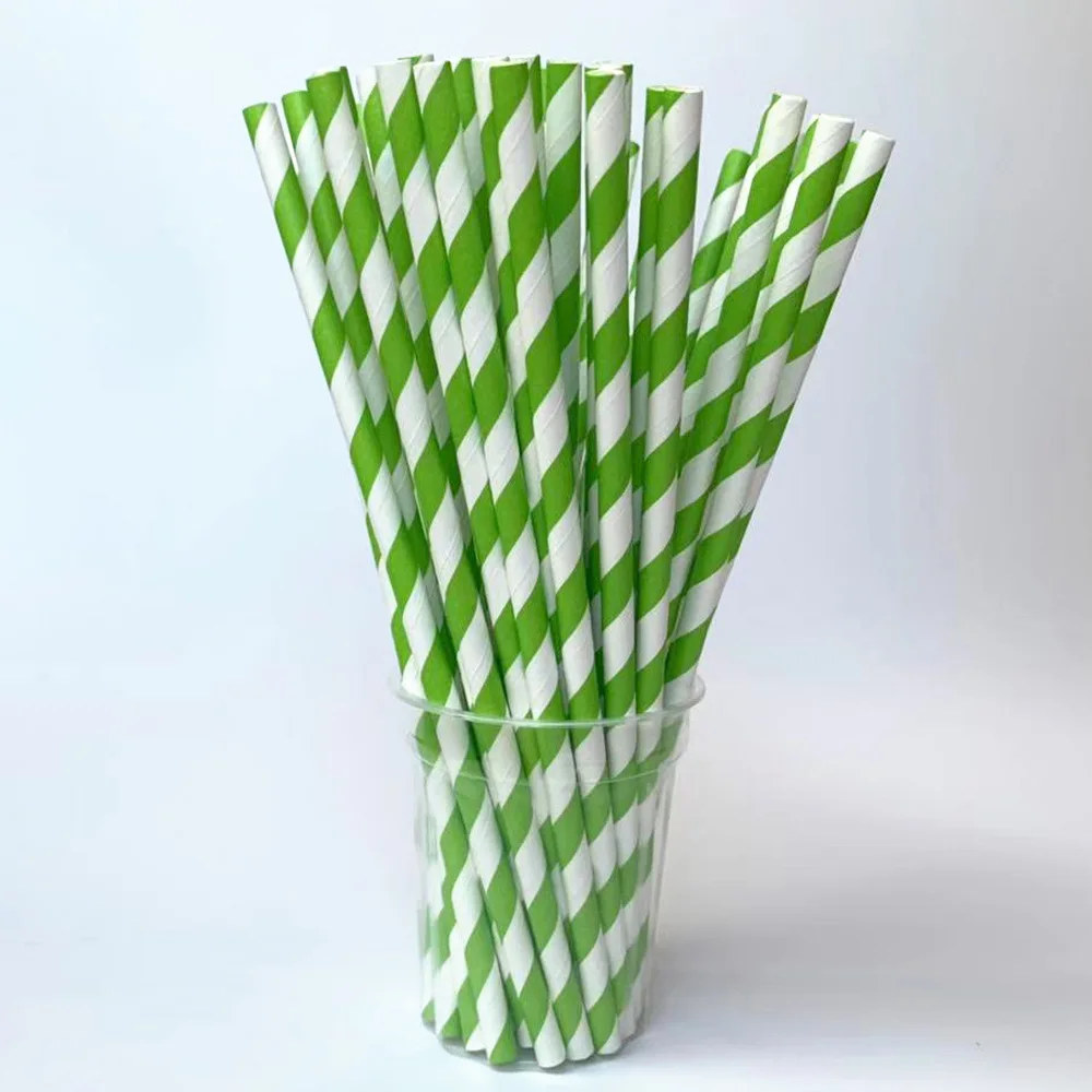 25PCS Mixed Color Striped Paper Disposable Straws For DIY Party Birthday Christmas Tableware Supplies