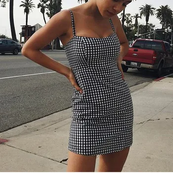 

Women Summer Ropa Mujer Plaid Dress Girls 2019 Robe Gingham Dress Pencil Sheath Sexy Vestidos Plus Size Feminino Bodycon Dress