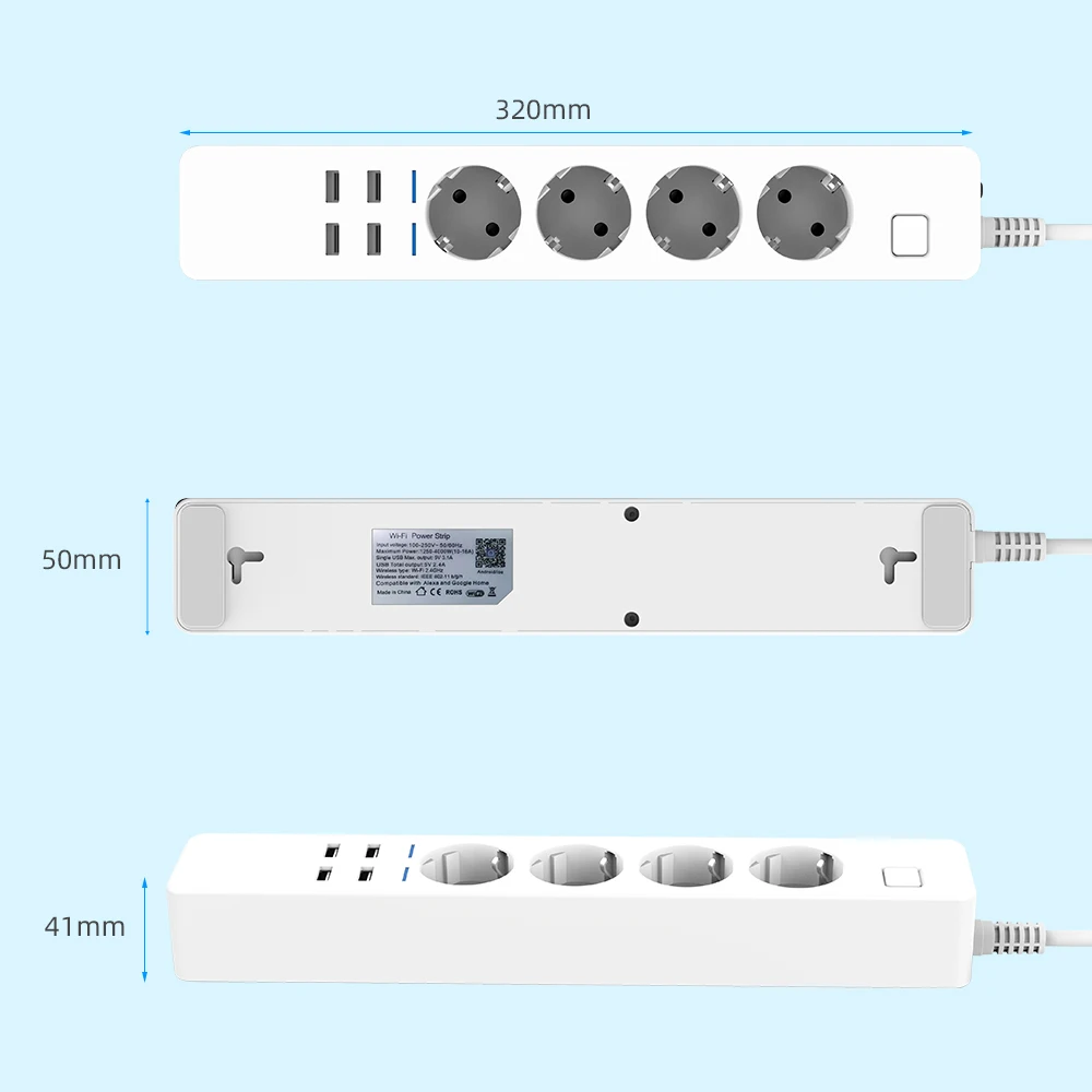 Regleta de Alimentación inteligente con Wifi, 4 enchufes USB, 5V, 3.1a,  puerto de carga, temporizador, Control Bluetooth, con Alexa, asistente de  Google Home - AliExpress