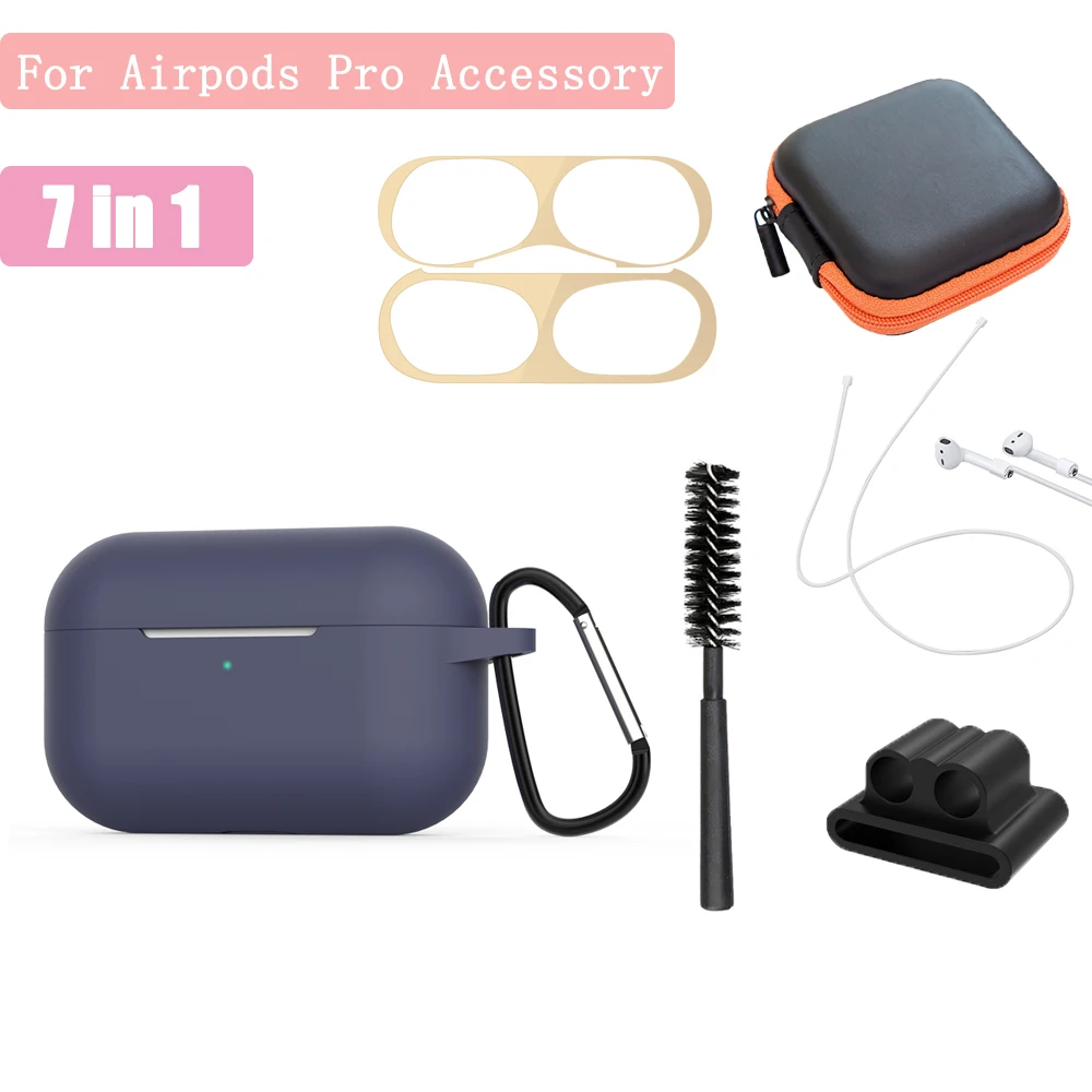 7in1 для Apple Airpods Pro аксессуары Наушники TWS защитный силиконовый чехол Крышка с чистым инструментом Сумки Металлическая Стикеры чехол для телефона - Цвет: Style 13