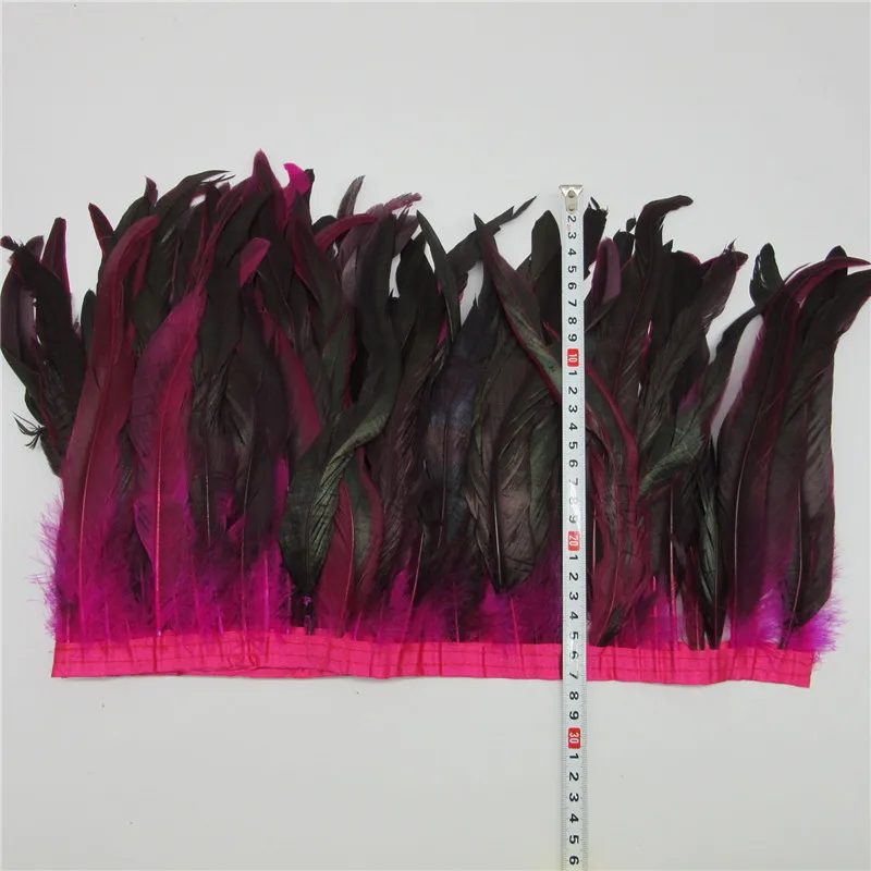 

2-10yards/lot Rose Rooster tail feathers Trim DIY 10-12 inch 25-30CM plumas Party Craft decorative Dress