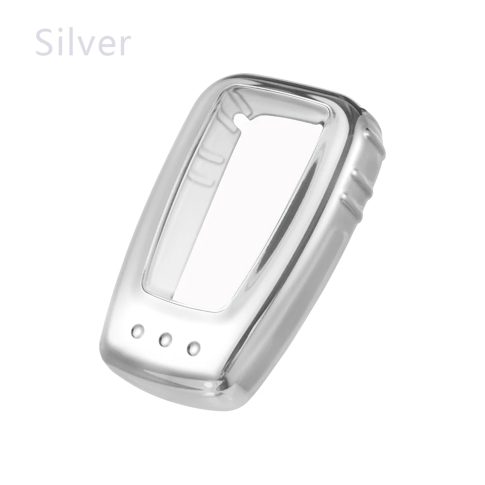 silver 1 шт. цветной чехол для ключей автомобиля Мягкий защитный чехол Брелок держатель для Camry CHR Prius Avalon RAV4 Corolla автомобильные аксессуары - Название цвета: silver