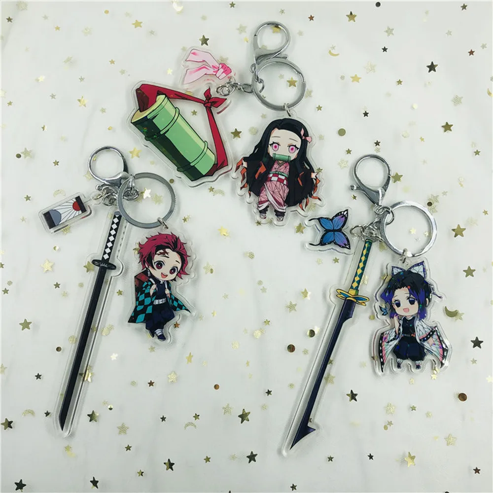 Anime Demon Slayer Keychain Womens Tanjirou Kamado Nezuko Tomioka Giyuu Kimetsu No Yaiba Acrylic Key Chain Cute Funny Cartoon | Украшения и