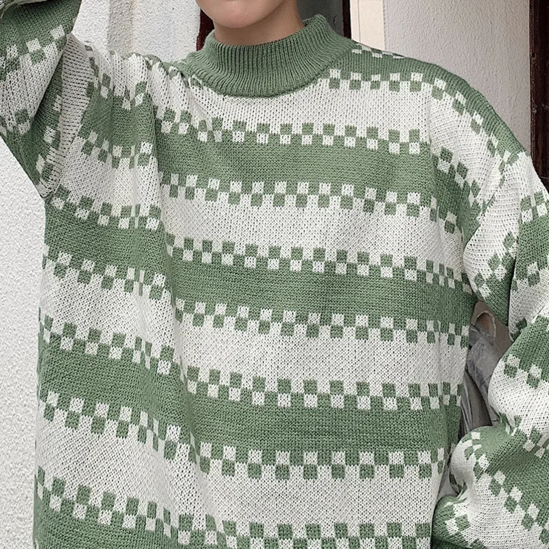 Winter Sweater Men Warm Fashion Contrast Color Casual Knit Sweater Man Sweter Clothes Loose Long-sleeved Pullover Male Clothes Winter Sweater Men Warm Fashion Contrast Color Casual Knit Sweater Man Sweter Clothes Loose Long-sleeved Pullover Male Clothes