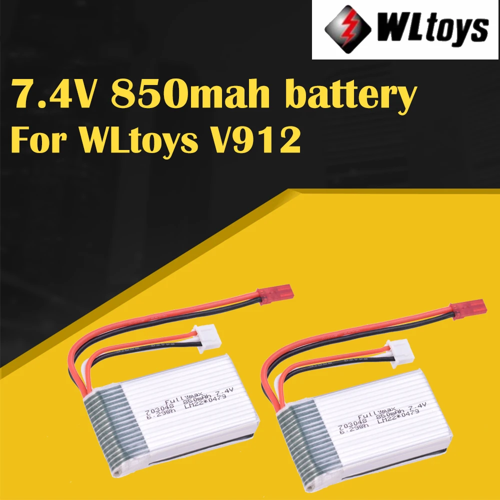 

2pcs 7.4V 850mah Battery V912 V912-21 WLToys WL R/C Helicopter Quadcopter Spare Parts Toy Model Accessories