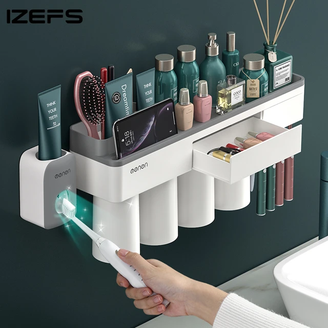 Inverted Toothbrush Holder Automatic Toothpaste Squeezer Dispenser Storage Rack  Bathroom Accessories - AliExpress