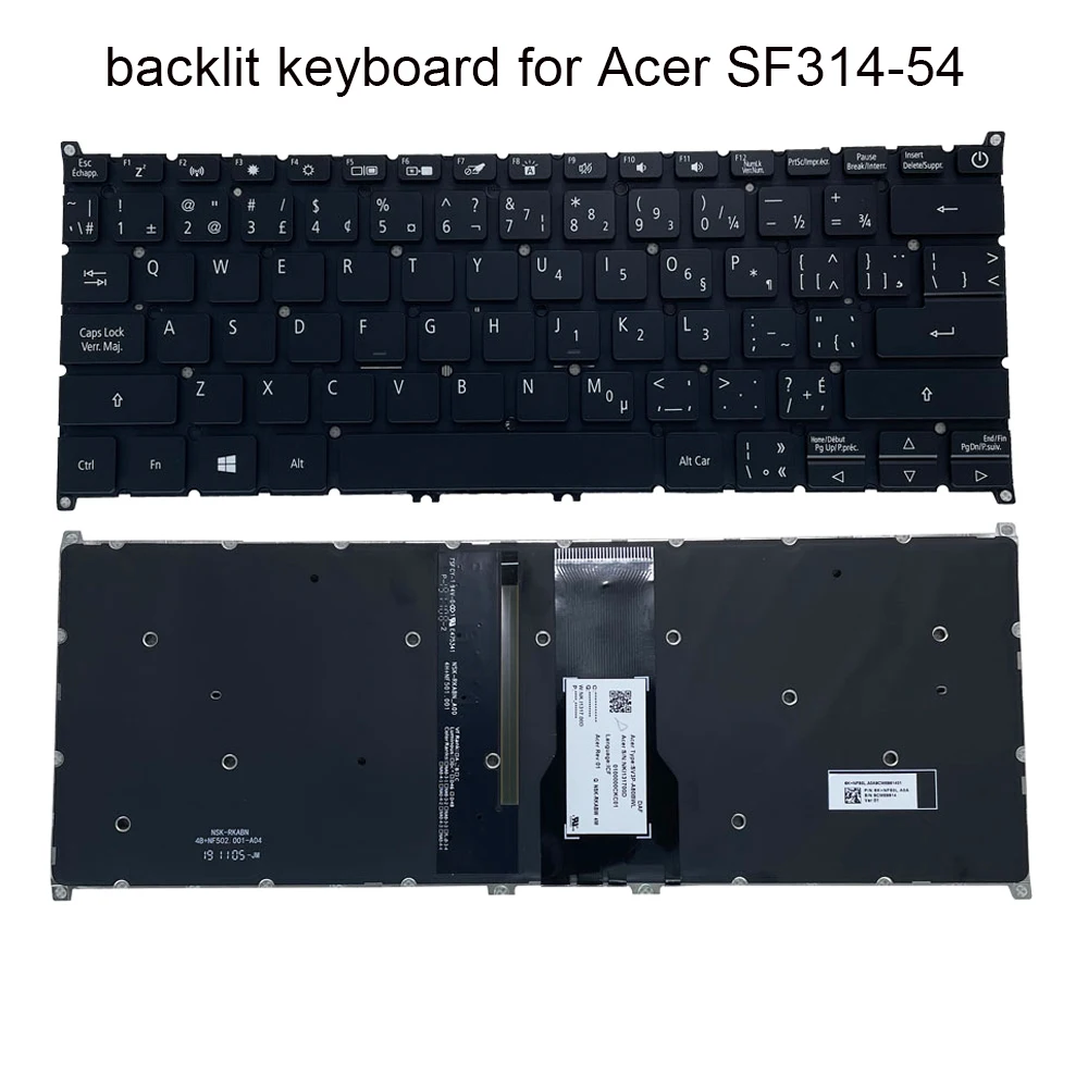 

Canadian French backlight keyboard for Acer Swift 3 SF314 54 SF314-54G SF114-32 CF Laptop keyboard SV3P-A80BWL NKI131700D