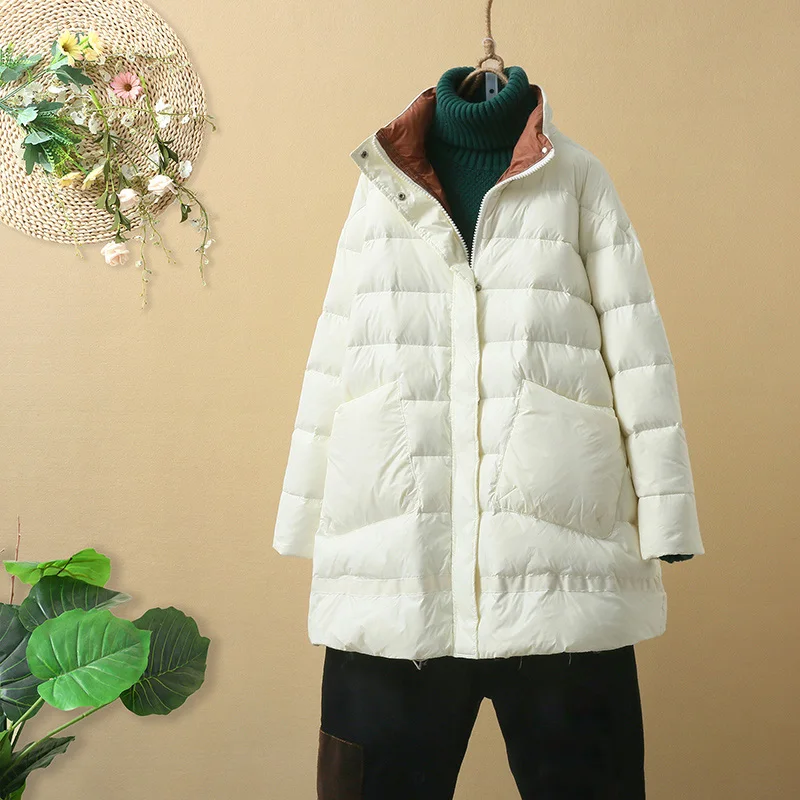 Goedkoop 2019 Winter Jas Vrouwen 90% Ultra Licht Witte Eend Donsjack Vrouwen Losse Jas Vrouwelijke Warme Korte Down Parka sneeuw Uitloper