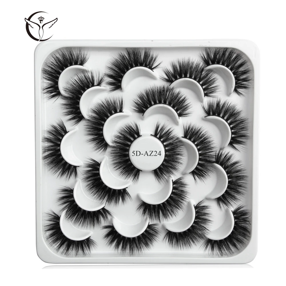 Mink eyelashes 3d mink hair eyelashes10 pairs long makeup 3d faux nature fake lashes extension false eyelashes Wholesale(10P - Цвет: 5D-AZ24