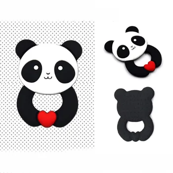 

Panda Silicone Teethers Baby Teether Ring Teething Pendant Necklace DIY Baby Chew Toy Infant Gift