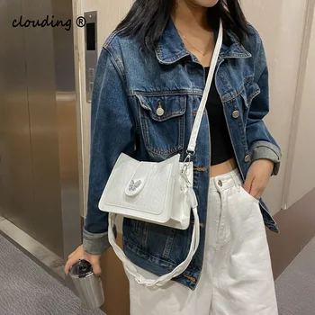 

Alligator Pattern PU Crossbody Handbag Women Butterfly Casual Female Woven Strap Shoulder Totes Bag