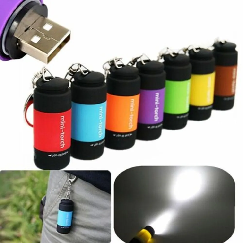 USB Перезаряжаемый Водонепроницаемый светодиодный фонарик карманный брелок мини-фонарь