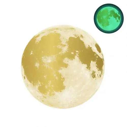 40 см светящаяся Настенная Наклейка s для детской комнаты круглая луна форма ночной свечение наклейка s Настенная Наклейка 3D настенная наклейка для гостиной домашний декор - Цвет: Golden Green Light