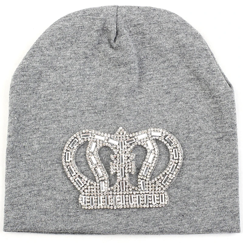 silver dark gray Geebro/Хлопковые шапочки для маленьких девочек и мальчиков; зимние теплые шапочки для новорожденных; шапочки с короной и черепом; шапки унисекс для детей от 0 до 3 месяцев - Цвет: silver dark gray